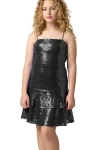 Un Deux Trois Kids'  Sequin Bow Back Tiered Dress In Black