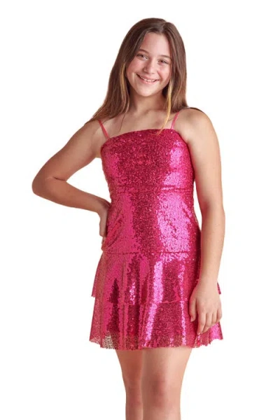 UN DEUX TROIS UN DEUX TROIS SEQUIN BOW BACK TIERED DRESS