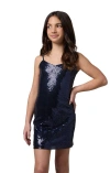 Un Deux Trois Kids'  Sequin Mini Dress In Navy
