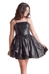 Un Deux Trois Girl's Sequined Peek-a-boo Tulle Dress In Black