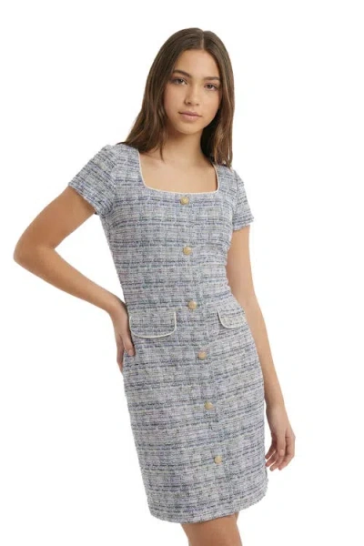 Un Deux Trois Kids'  Short Sleeve Stretch Boucle Dress In Gray