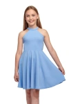 Un Deux Trois Kids'  Skater Halter Dress In Blue
