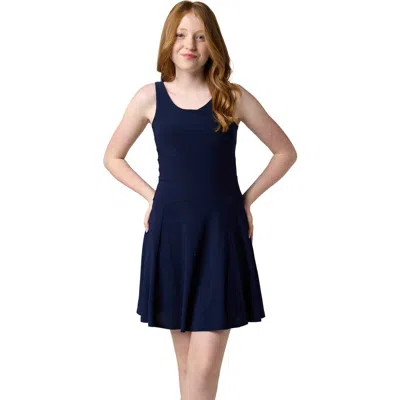 Un Deux Trois Kids'  Sleeveless Skater Dress In Blue