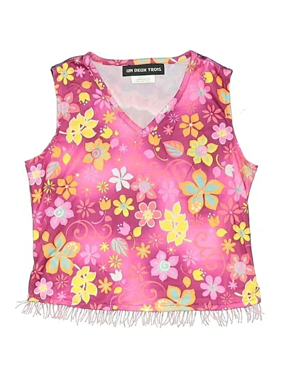 Pre-owned Un Deux Trois Kids' Sleeveless T-shirt In Pink