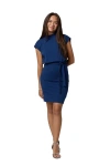 Un Deux Trois Kids' Tie Waist Dolman Sleeve Stretch Crepe Sheath Dress In Blue
