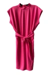 Un Deux Trois Kids' Tie Waist Dolman Sleeve Stretch Crepe Sheath Dress In Pink