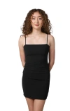 Un Deux Trois Stretch Crepe Fitted Dress In Black