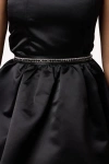 Un Deux Trois Stretchy Satin Rhinestone Belt In Black