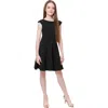 Un Deux Trois Girl's Cap-sleeve Pleated Dress In Black