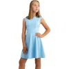 Un Deux Trois Girl's Textured Cap Sleeve Dress In Blue