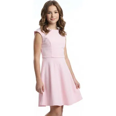 Un Deux Trois Kids'  Textured Cap Sleeve Dress In Pink