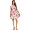 Un Deux Trois Girl's Textured Cap Sleeve Dress In Pink