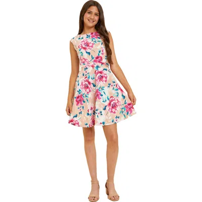 UN DEUX TROIS UN DEUX TROIS TEXTURED METALLIC CAP SLEEVE DRESS