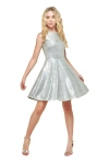 Un Deux Trois Girl's Metallic Cap Sleeve A-line Dress In Metallic