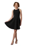 Un Deux Trois Kids'  Textured Racerback Dress In Black