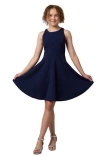 Un Deux Trois Kids'  Textured Racerback Dress In Blue
