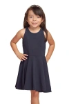 Un Deux Trois Kids'  Textured Stretch Racerback Dress In Blue