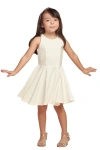 Un Deux Trois Kids'  Textured Stretch Racerback Dress In White