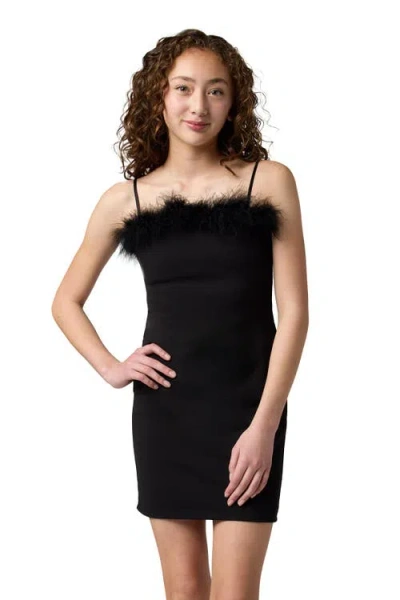 UN DEUX TROIS UN DEUX TROIS THIN STRAP MINI FEATHER DRESS