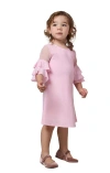 Un Deux Trois Kids'  Tiered Sleeeve Dress In Pink