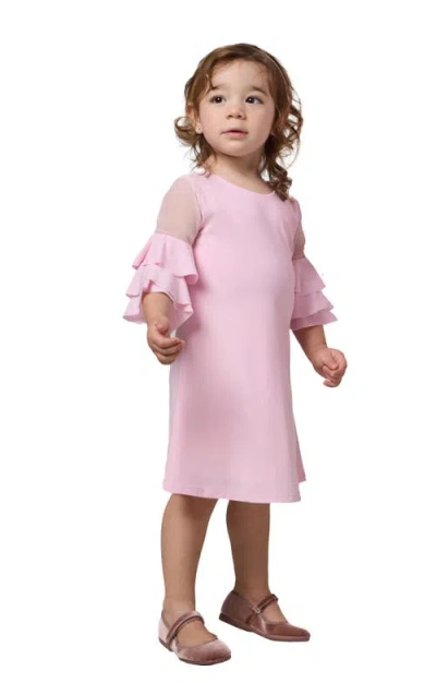 Un Deux Trois Kids'  Tiered Sleeeve Dress In Pink