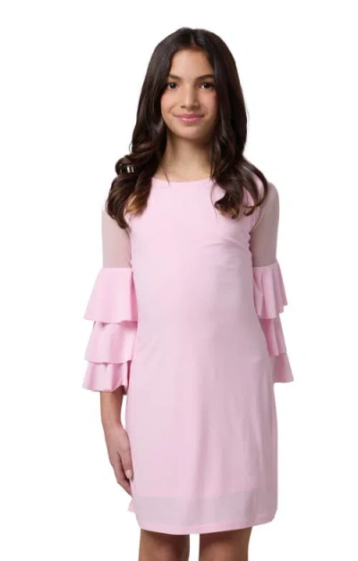 Un Deux Trois Kids'  Tiered Sleeeve Dress In Pink
