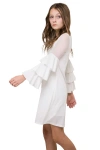 Un Deux Trois Kids'  Tiered Sleeeve Dress In White