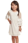 Un Deux Trois Tiered Sleeeve Dress In White