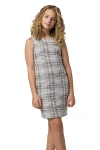 Un Deux Trois X-back Tweed Fitted Dress In Gray