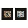 Un Poco Australian Natura Black Framed Silk Scarves In Multi