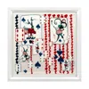 Un Poco Framed Silk Art Red Playing Cards In Red