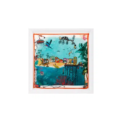 Un Poco Hawaii Beach Life Framed Silk Scarf - Multicolour