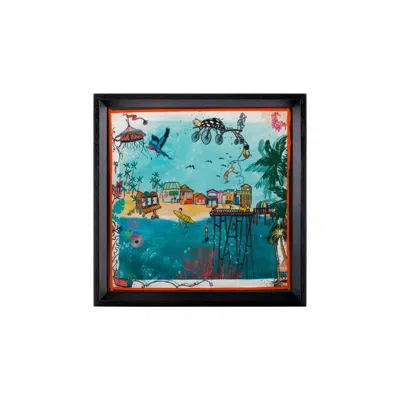 Un Poco Hawaii Beach Life Framed Silk Scarf
