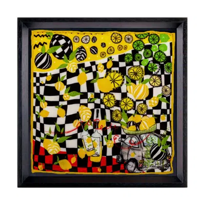 Un Poco Sorrento Limoncello Framed Silk In White
