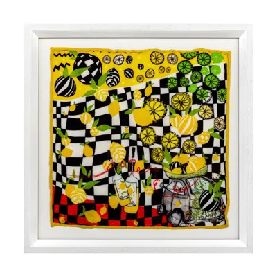 Un Poco Yellow / Orange Framed Silk Art Limoncello Italy In Yellow/orange