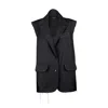 Una Berzina Women's Black Oversized Raw Hemline Vest In Black