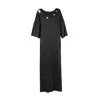 Una Berzina Women's Black Oversized Sweatshirt Dress With Holes In Black