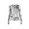 Una Berzina Women's Black / White White Printed Sheer Mesh Top "cancel/print" In Multi