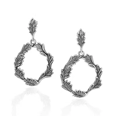 Unaloe Antigua Silver Hoop Earrings With Leaves – Wild Collection By  – Jewelry For Women