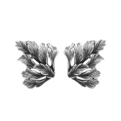 Unaloe Asymmetrical Leaf Earrings In Sterling Silver – Natural Handmade Design – Jewellery For Women