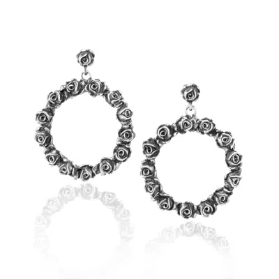Unaloe Circle Sterling Silver Rose Hoop Earrings – Earrings For Women – Jewelry For Women