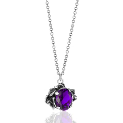 Unaloe Coleus Ovalis Necklace Silver With Violet Zirconia - Elegant Women's Jewelry