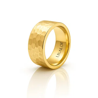 Unaloe Elegant Gold Plated Hammered French-style Silver Band For Women