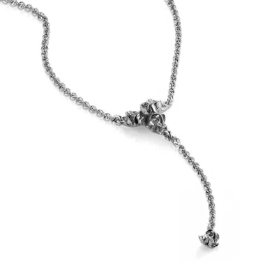 Unaloe Eres Sterling Silver Rose Drop Necklace – Handmade Floral Y Necklace – Romantic Jewelry For Women