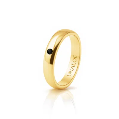 Unaloe Gold / Black Women's Gold Plated Band Ring With Black Diamond In Gold/black