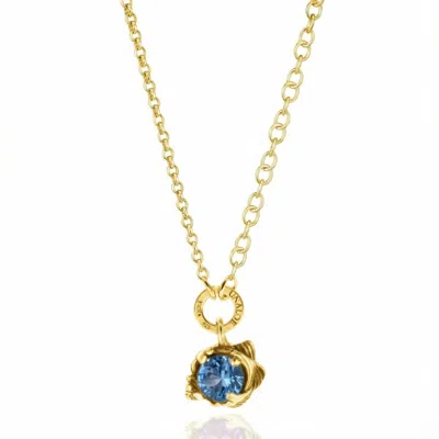 Unaloe Gold / Blue Blue Sapphire Look Gold Necklace For Women – Gold Vermeil Luxury Statement Pendant In Orange
