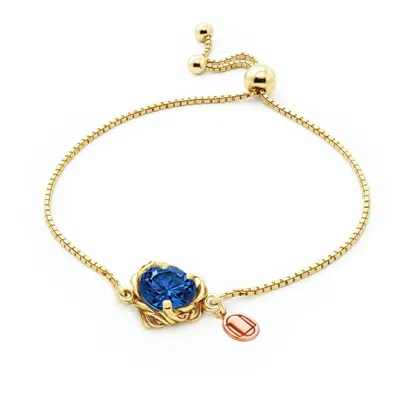 Unaloe Gold / Blue Coleus Gold Vermeil Bracelet With Royal Blue Zirconia – Adjustable Luxury Slider Jewelry In Multi