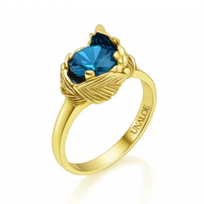 Unaloe Gold / Blue Sterling Silver With Gold-plated Ring With Royal Blue Zircon Coleus–  Handmade Jew In Multi