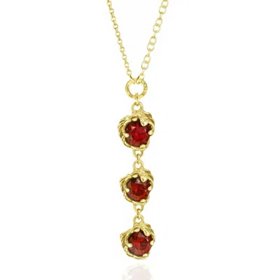Unaloe Gold / Green Coleus Gold Plated Necklace For Women With Three Red Crystal Leaf Pendants – Gold Verme In Multi