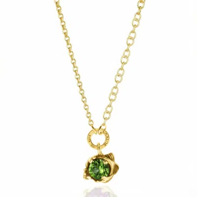 Unaloe Gold / Green Green Zirconia Gold Vermeil Necklace –  Gold Over Sterling Silver Luxury Statement Pend